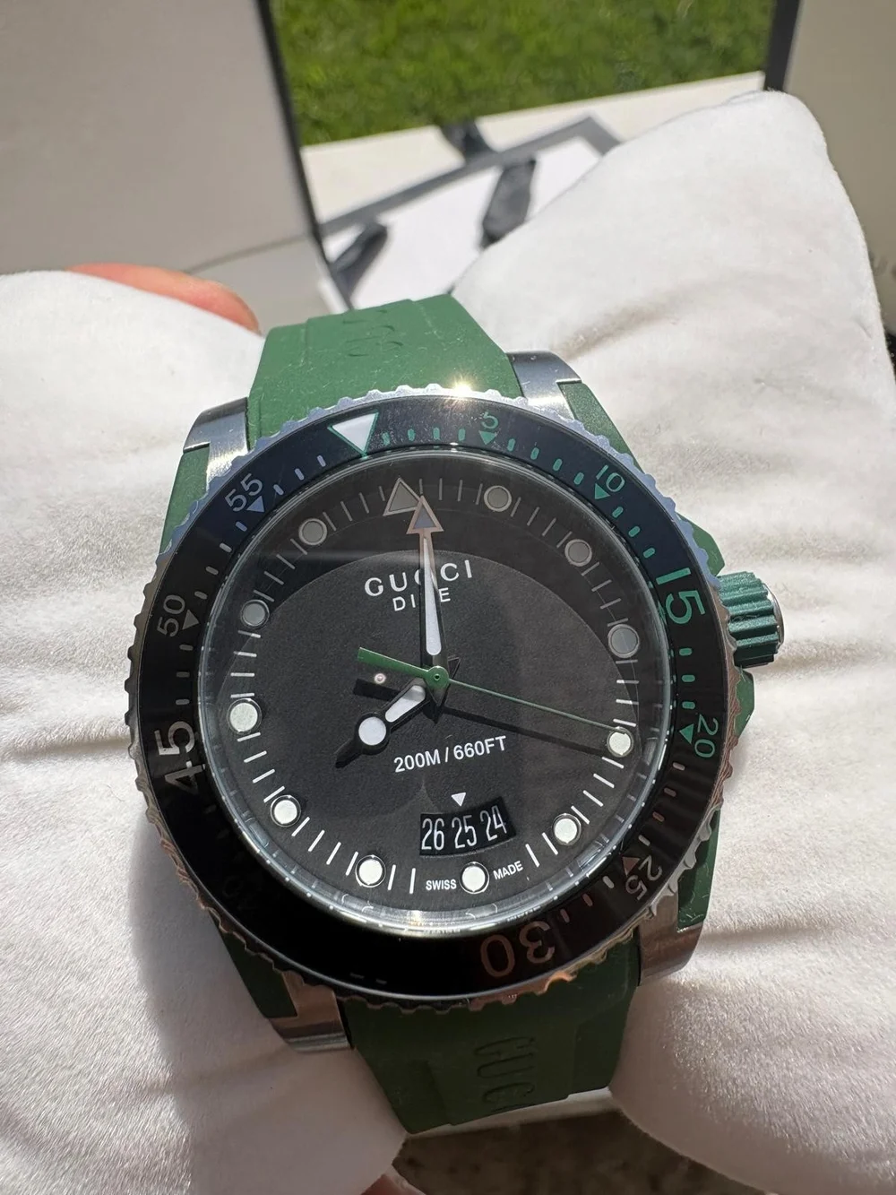 Gucci Men’s Green Rubber Strap Watch